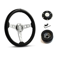 SAAS Steering Wheel Leather 14" ADR Retro Satin Spoke SW616OSP-R and SAAS boss kit for Chevrolet Corvette 1967