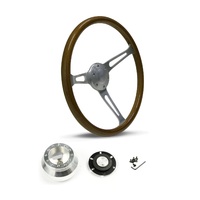 SAAS Steering Wheel Wood 15" ADR Classic Brushed Alloy Slotted SW702BAW and SAAS billet boss kit for Holden HQ HJ HX WB 1971-1980