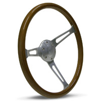 SAAS Steering Wheel Wood 15" ADR Classic Brushed Alloy Slotted SW702BAW