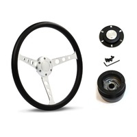 SAAS Steering Wheel Poly 15" ADR Classic Brushed Alloy With Holes SW702BH and SAAS boss kit for Flaming River GM Style Aftermarket Steering Columns 0