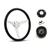 SAAS Steering Wheel Poly 15" ADR Classic Brushed Alloy With Holes SW702BH and SAAS boss kit for Ford Falcon XY 1971-1972