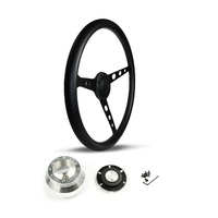 SAAS Steering Wheel Poly 15" ADR Classic Black Alloy With Holes SW702PBS and SAAS billet boss kit for Holden HQ HJ HX WB 1971-1980