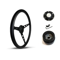 SAAS Steering Wheel Poly 15" ADR Classic Black Alloy With Holes SW702PBS and SAAS boss kit for Chevrolet Corvette 1967