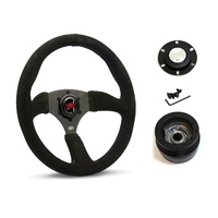 SAAS Steering Wheel Suede 14" ADR Tokyo Motorsport Black Spoke SWMS1 and SAAS boss kit for Ford F100 F150 F250 F350 Bronco 1981-1991