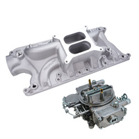 VPW Intake Manifold & Carburettor Kit, SB Ford 289-302W, Air Dual Intake, Repro Holley Style 600CFM Vac Sec, Carburettor, Kit