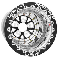 Weld Racing V-Series Rim Black Centre 15" x 12", 4" B/S With 5 x 4.50" B/C, Double Bead-Loc With M/T Tyres