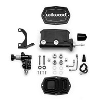 Wilwood Master Cylinder Tandem w/ Bracket and Valve (Pushrod) 7/8 in. Bore Tandem Outlet Alum Black E-coat 10.93 in. Length Kit