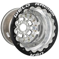 Weld Racing Wheel Drag Rear V-Series 15x10 Size 5x4.75 Bolt Pattern 4 Backspace Black Center Polished Shell Each WE84B510278F