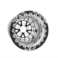 Weld Racing Wheel V-Series 15x12 Size 5x4.5 Bolt Pattern 4 in. Backspace Black Center Polished Shell Black SBL MT Each WE84B512208F