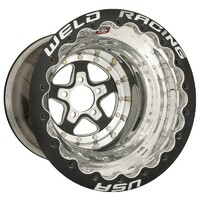 Weld Racing Wheel Alumastar 15x12 Size 5x4.5 Bolt Pattern 4 in. Backspace Black Center Polished Shell Black DBL MT Each WE88B-512208MB